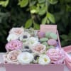 Gift box N.4 Sweet square box with flowers and macaroons
