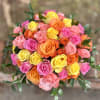 Beautiful, modern bouquet of 36 mixed-color roses and 6 mixed-color spray roses