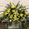 Yellow Lilly and Rose Casket Spray