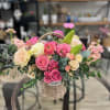 Lily, Roses, stocks in Basket
