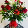 An arrangement focused to accent a red vivid look with added white
