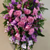 LAVERDER ROSES, AND MUMS AND STOCK. PURPLE/WHITE GLADS, PURPLE ALSTRO.
