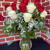 Premium 2 dozen red and white roses with greenery
Our radiant long stem