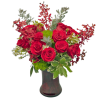 Red Roses, Red Orchids make a great Duo. 