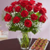 Long-stem red roses and romantic chocolate dipped strawberries are just the gifts
