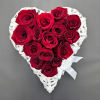 A total of 15 fresh red roses assembled in a romantic heart-shaped