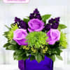 fresh flowers glass vase blue