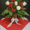 bakers dozen of flowers- mix or white roses and red carnations with