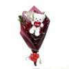 Beautiful bouquet of 6 roses with foliage, an 8-inch teddy bear, and