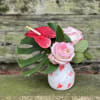 Sweet sentiments 
Bud vase with 2 roses and tropical sophistication. Modern and
