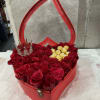 Roses in heart box with handle