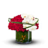 This captivating bouquet features red roses and white orchids, combining elegance and