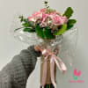 A dozen pink roses and pink and white carnations, perfect for that
