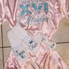 Silk robe and slippers personalize set for brides, bridesmaids, quinceaneras, Sweet 16th