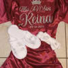 Silk robe and slippers personalize set for brides, bridesmaids, quinceaneras, Sweet 16th