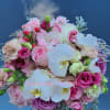 Luxury bouquet with fresh flowers, roses, orchids and other...