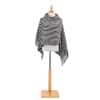 Get cozy in this navy and cream Cowl Neck Poncho with a
