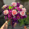 The &quot;Raspberry Cupcake&quot; Bouquet is a sweet dream featuring Pink roses, Purple