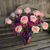 The &quot;Raspberry Cupcake&quot; Bouquet is a sweet dream featuring Pink roses, Purple