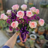 The &quot;Raspberry Cupcake&quot; Bouquet is a sweet dream featuring Pink roses, Purple