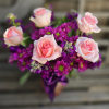 The &quot;Raspberry Cupcake&quot; Bouquet is a sweet dream featuring Pink roses, Purple