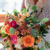 Beautiful fall colors mixed Vintage/ boho cascade with Dahlias, ranunculus&#039;s, roses and