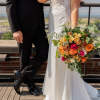 Beautiful fall colors mixed Vintage/ boho cascade with Dahlias, ranunculus&#039;s, roses and