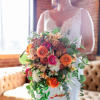 Beautiful fall colors mixed Vintage/ boho cascade with Dahlias, ranunculus&#039;s, roses and