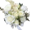 white ranunculus, white hydrangea, white rose, white calla lily, white lisianthus, white