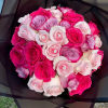 Hand tied bouquet of pink and hot pink roses, 100% fresh cut