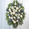 Blue and white Standing Flowers Sympathy arrangement