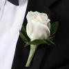 Single White Rose Boutonniere

**Deluxe Option Includes Baby&#039;s Breath