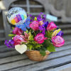 The &quot;Violet Woods&quot; Bouquet, is a All Purple Basket arrangement Featuring Purple
