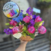 The &quot;Violet Woods&quot; Bouquet, is a All Purple Basket arrangement Featuring Purple