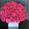 100 Hot Pink Roses on a Ceramic base