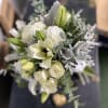  Hand tied Bridal BQ and Boutonniere roses Lillies and seasonal flowers