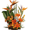This beautiful creation is composed of vibrant colors and exotic flowers, perfect