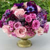 A blend of purples in light and deep hues in an elevated