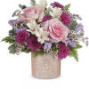 Elevate mom&#039;s day with Teleflora&#039;s Blooming Brilliant cylinder, boasting a crushed glass
