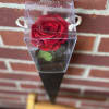 A long stem single preserved red rose delivered in a decorative box