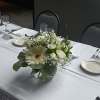 Beautiful genuine white &quot;fish tank&quot; glass container centerpiece with white roses, baby&#039;s