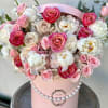 Sweet palette of muted shades of pink fill this hat box with