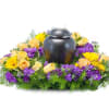 Bright yellow and purple flowers create surroundings of vivid memories.

