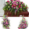Forever Cherished Trio includes a casket spray, standing easel spray, and crescent