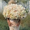 The beautiful velvet round box with mix of flowers. The arrangement was