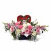 Garden in pastel tones, mix of flowers, roses, Carnations, Alstroemerias, Carnations, Dustin
