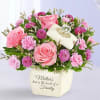CONTAINER WILL BE DIFFERENT MESSAGE IS ON LID
PINK ROSES LAVENDER FLOWERS
