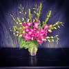 This simple yet elegant design features lush purple Bombay dendrobium orchids enhanced
