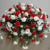 Red &amp; White flowers for a casket spray.