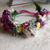 Beautiful fresh garden flowers &amp; spray roses floral crown